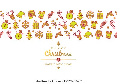 Christmas and New Year wish with christmas illustration ornament isolated with white background