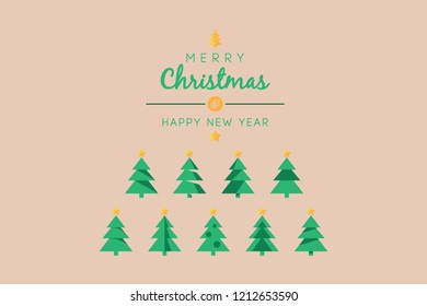 Christmas and New Year wish with variation of christmas tree illustration ornament