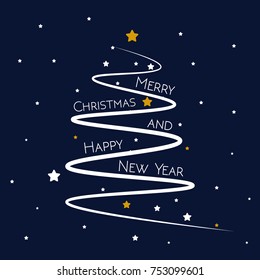Christmas and New Years  background with abstract Christmas Tree. Vector greeting card. 
