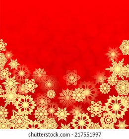 Christmas and New Year's background with gold snowflakes and place for your text