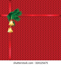 Christmas and New Year's background with place for your text.Christmas decorations on the knitted background