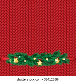 Christmas and New Year's background with place for your text.Christmas decorations on the knitted background