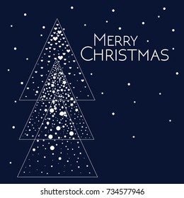 Christmas and New Years  background with Christmas Tree made of stars. Modern Greetings