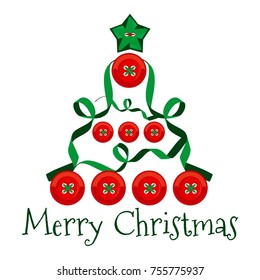 Christmas and New Years background with Christmas Tree made of color button