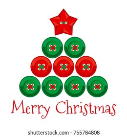 Christmas and New Years background with Christmas Tree made of color button