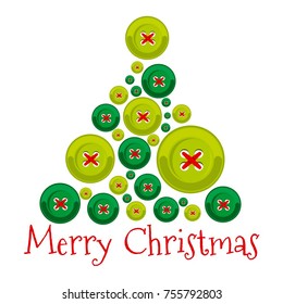 Christmas and New Years background with Christmas Tree made of color button