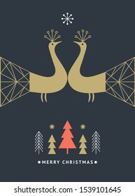 Christmas or New Year's card. Geometric graphic. Trendy minimalist style. Greeting card, banner, flyer , etc