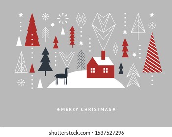 Christmas  and New Year's card. Magazine, leaflet, billboard, sale, banner, brochure design.