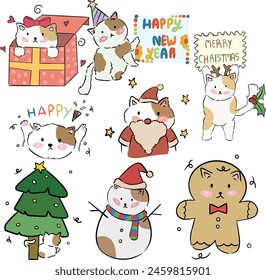 christmas and new year's cats