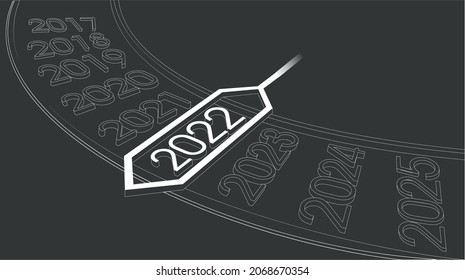 Christmas New Year's Clock From The Past, Future And Present Year. 2022. Lettering, Poster, Banner, Postcard, Flyer, Typographic Print, Vector, Silk Screen Printing, Foil Stamping