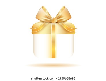 Christmas and New Year's Day gold gift box white background. Vector illustration