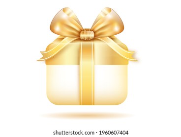 Christmas and New Year's Day gold gift box white background. Vector illustration