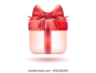 Christmas and New Year's Day gold gift box on white background. Vector illustration