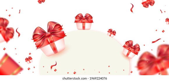 Christmas and New Year's Day gold gift box white background. Vector illustration