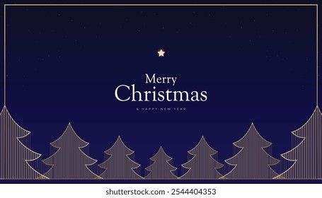 Christmas and New Year's Eve background with luxurious themed Christmas tree in outline grid ornament shape.