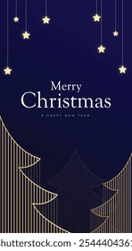 Christmas and New Year's Eve background with luxurious themed Christmas tree in outline grid ornament shape.