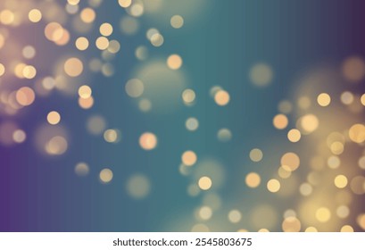 Christmas New Year's Eve Birthday glowing bokeh confetti light and sparkling glitter texture overlay design. Festive transparent background for birtday. Holiday gold powder dust. Vector illustration.