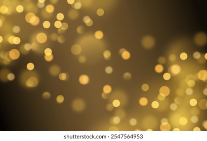 Christmas New Year's Eve Birthday glowing bokeh confetti light and sparkling glitter texture overlay design. Festive background for birtday. Holiday gold powder dust. Vector illustration.