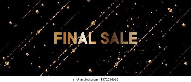 Christmas and new year's Final Sale template gold frame vector elegant on dark banner design