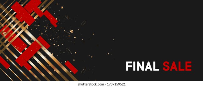 Christmas and new year's Final Sale template gold frame vector elegant on dark banner design. Stock vector art
