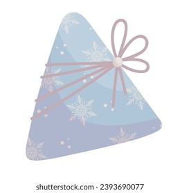 Christmas and New Year's gift in festive packaging. Vector graphics.