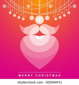 Christmas and New Year's greeting card with Santa Claus on a gradient yellow-magenta   background. Blend Icon on a colored background for marketing materials. Vector illustration. 