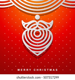 Christmas and New Year's greeting card with Santa Claus on a red background. Linear icon on gradient background for marketing materials. Art Deco Style. Vector illustration. 