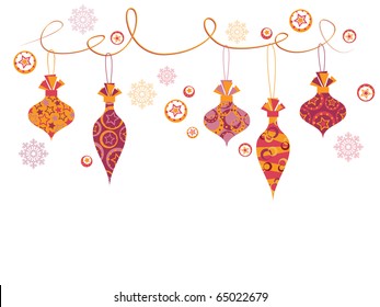 Christmas and New Years greeting card with balls