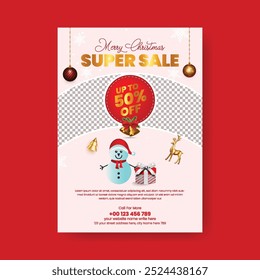 Christmas and new Year's holiday eve celebration party a4 vertical print flyer or poster template, Christmas festival sale event  poster, leaflet, design for Christmas leaflet, brochure cover design