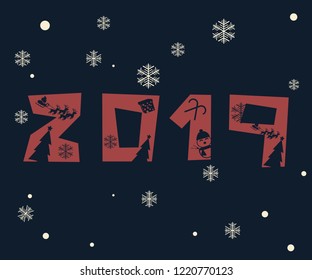 Christmas and New Years numbers vector illustration 