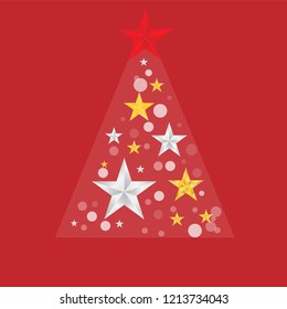 Christmas and New Years red background with Christmas Tree.