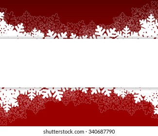 Christmas and New Years red background with paper snowflakes. vector illustration