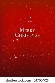Christmas and New Years red background with bokeh lights. Vector illustration