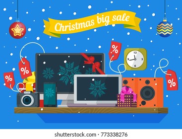 Christmas New Years Sale Discounts Electronic Stock Vector (Royalty ...