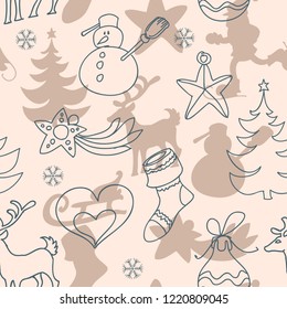 Christmas and New year's seamless pattern