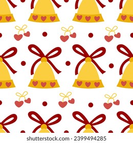 Christmas New Years seamless pattern with bells vector