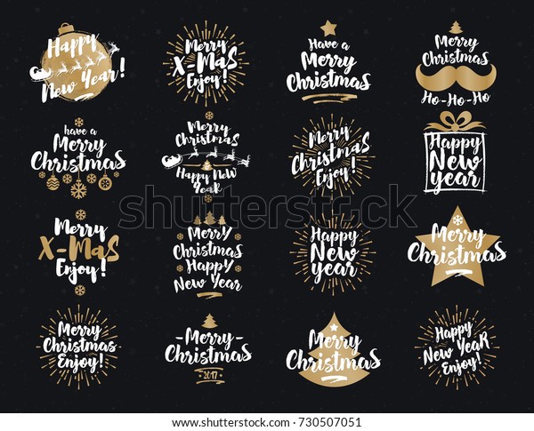 Immagini Per Auguri Natale E Capodanno.Immagine Vettoriale Stock 730507051 A Tema Cartelli Di Natale E Capodanno Set Royalty Free