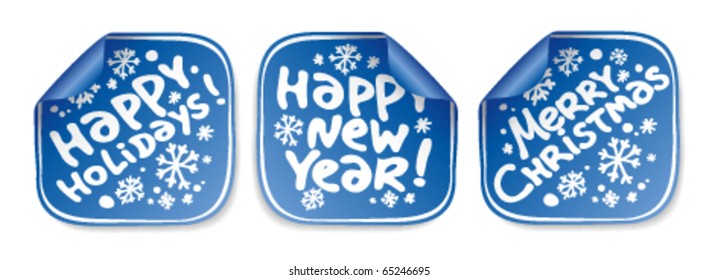 Christmas and New Years stickers set