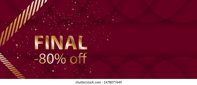 Christmas and new year's template gold frame vector elegant on dark banner design of sparkling lights garland