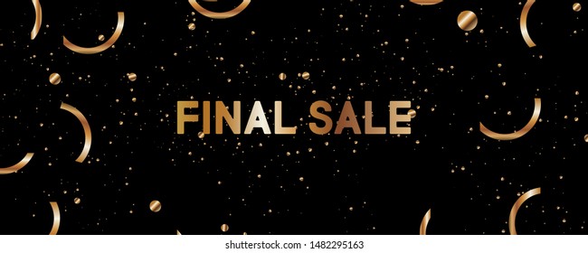 Christmas and new year's template gold frame vector elegant on dark banner design of sparkling lights garland