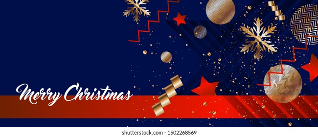 Christmas and new year's template gold frame vector elegant on dark banner design of sparkling lights