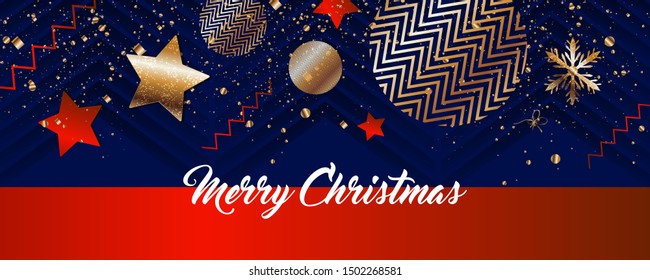 Christmas and new year's template gold frame vector elegant on dark banner design of sparkling lights