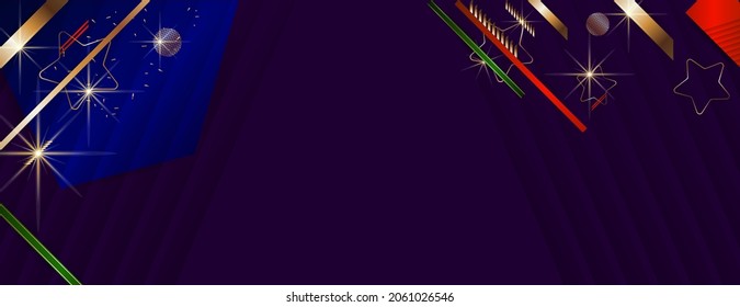 Christmas and new year's template gold frame vector elegant on dark banner design