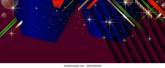 Christmas and new year's template gold frame vector elegant on dark banner design