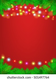 Christmas and New Years vector background with pine branches with Copy Space