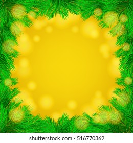 Christmas and New Years vector background with pine branches with Copy Space