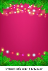 Christmas and New Years vector background with pine branches with Copy Space
Christmas decoration. Abstract background with glowing lights