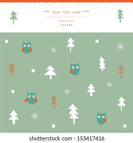 Christmas and New Year's vector pattern with owls