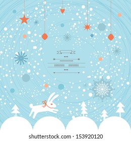 Christmas and New Year's vector pattern with rabbit