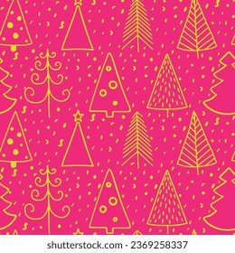 Weihnachts- und Neujahrsmuster, rosa und gelbe Farben, für ein nahtloses Muster